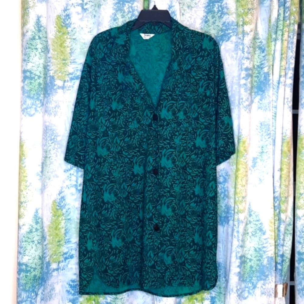 VINTAGE Teal with beautiful Rose pattern top split sides